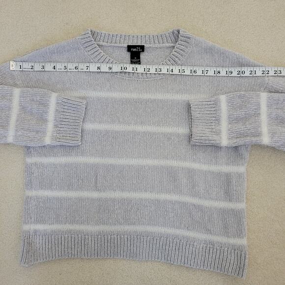 Rue 21 M Chenille Crop Sweater Eyelash Trim Drop Shoulder Pullover Soft Cozy - Picture 8 of 14